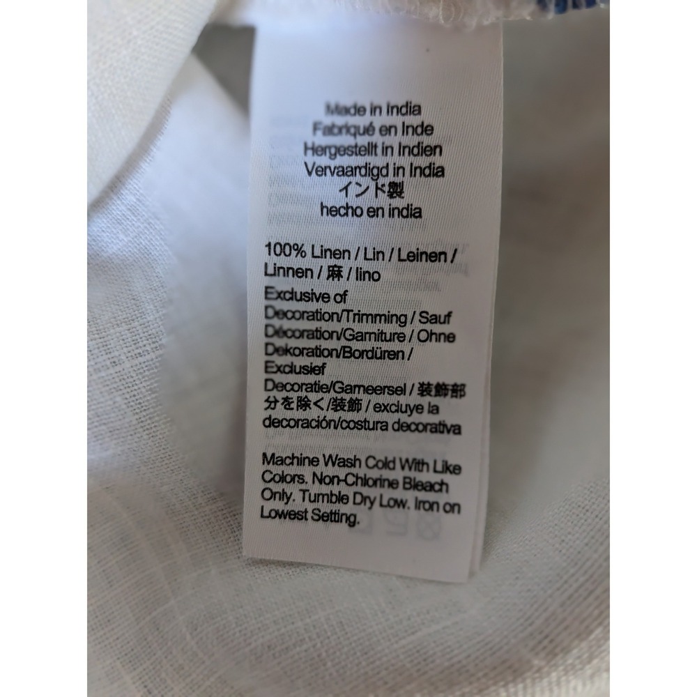 J. Crew Womens Bungalow Linen Embroidered Top Sz M White Blue Boho Cottagecore - Picture 10 of 11